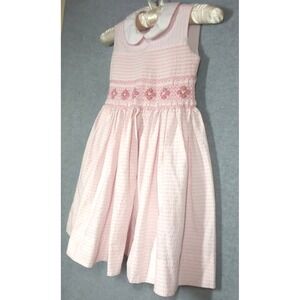 Marco & Lizzy Dress Girls Size 5 Pink Smocked Embroidered Flowers Sweetness